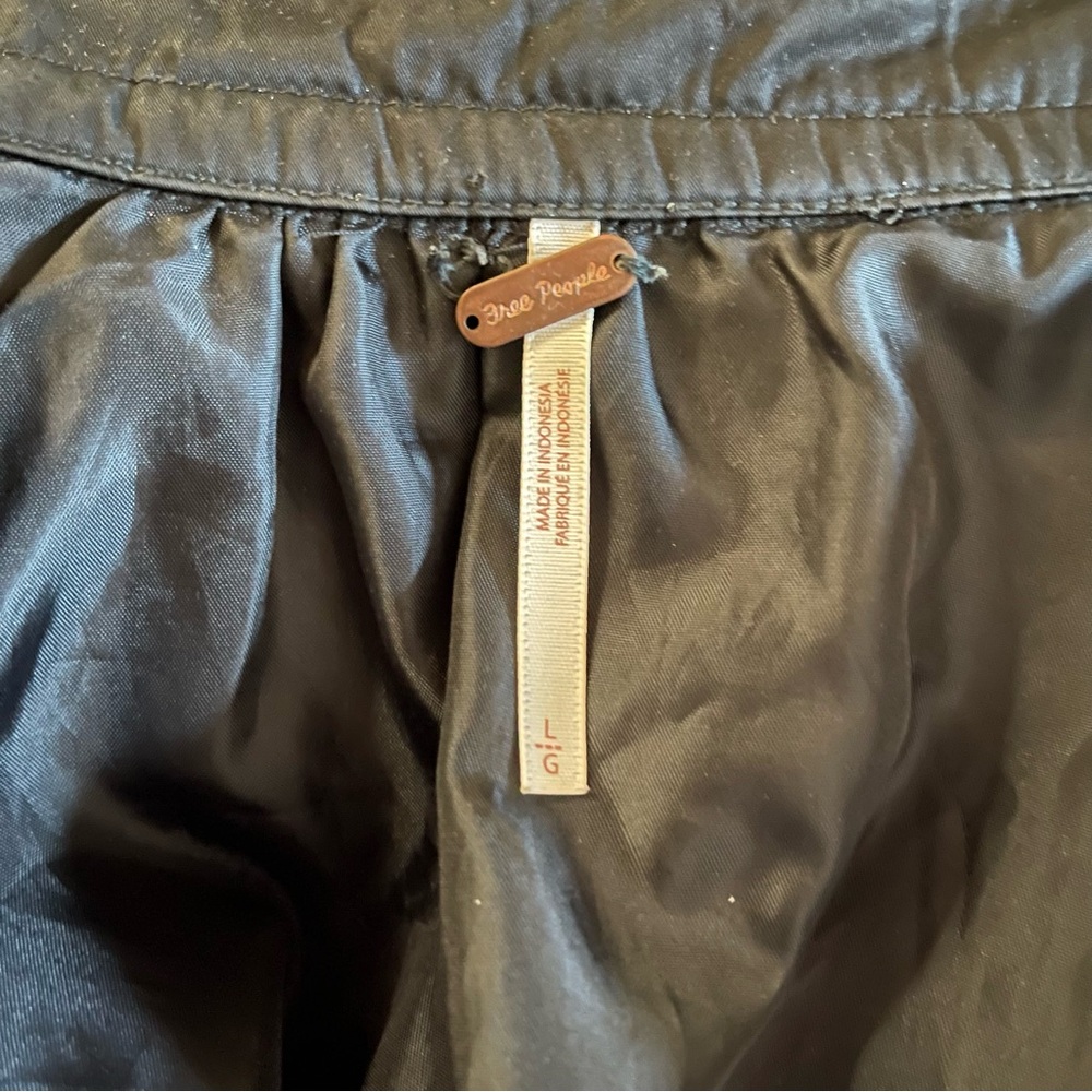 FREE PEOPLE Black Midnight Satin Full Zip Oversized Bomber Jacket L - Picture 9 of 16
